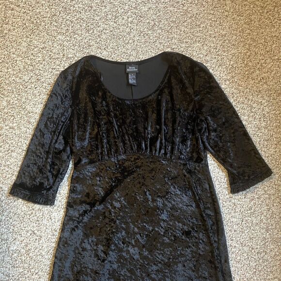 Brett Alexander Womens Crushed Velvet Babydoll Dress Size 14 Black Whimsigoth - Picture 2 of 8